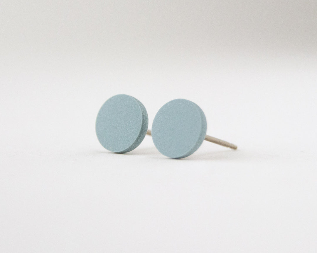 blue gray stud earrings 45 degree angle