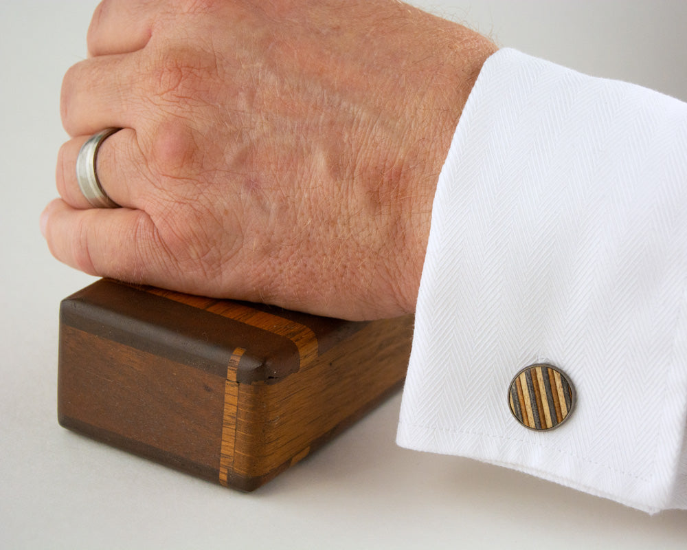 Striped Dyed Birch Cufflinks