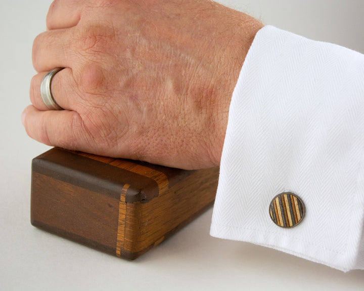 Striped Dyed Birch Cufflinks