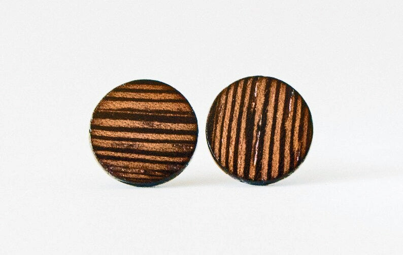 Wenge Wood Stud Earrings