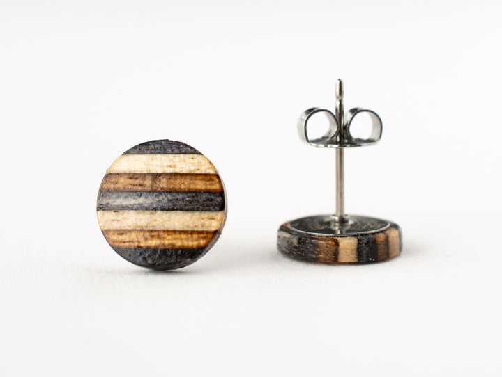 neutral stripes wood studs back view with butterfly back