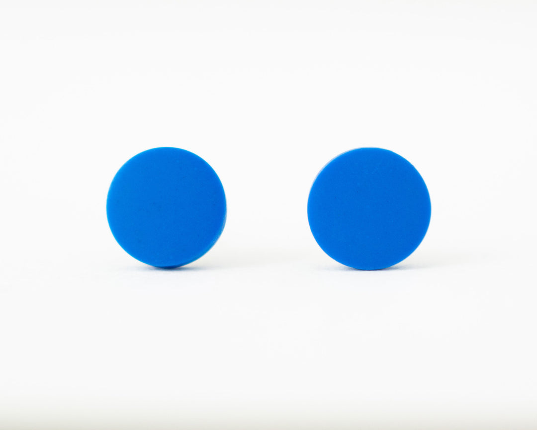 blue stud earrings front