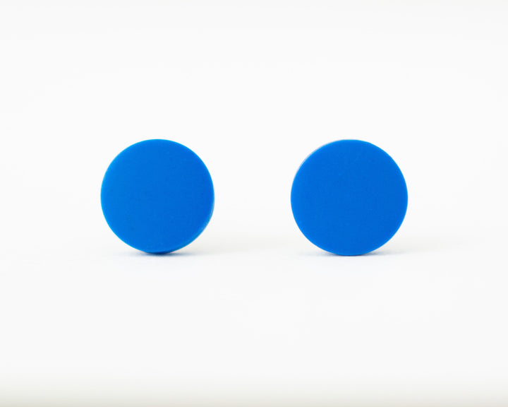 blue stud earrings front