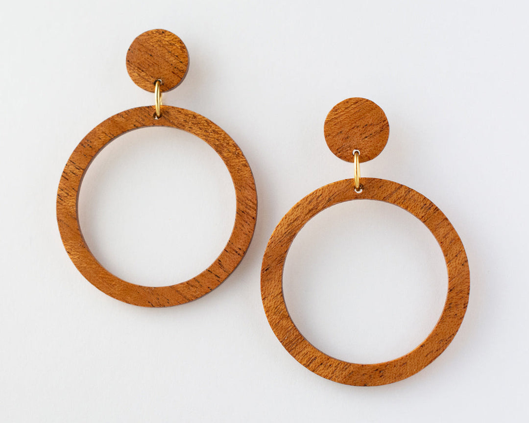 mahogany wood hoop earrings