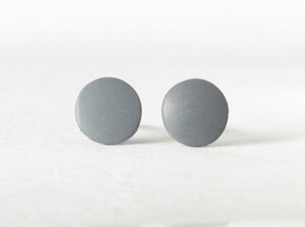 gray stud earrings front