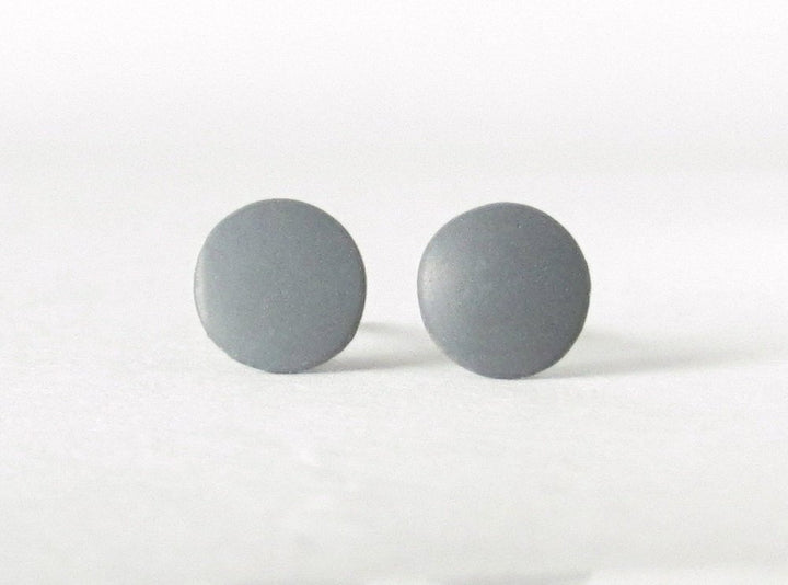 gray stud earrings front