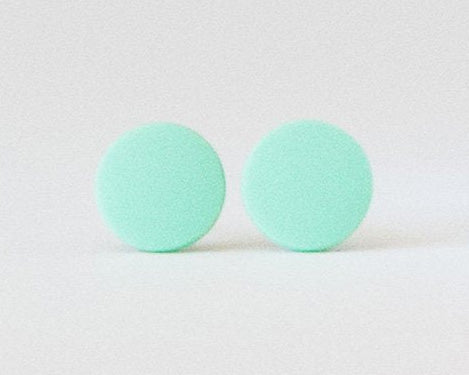 mint green stud earrings front