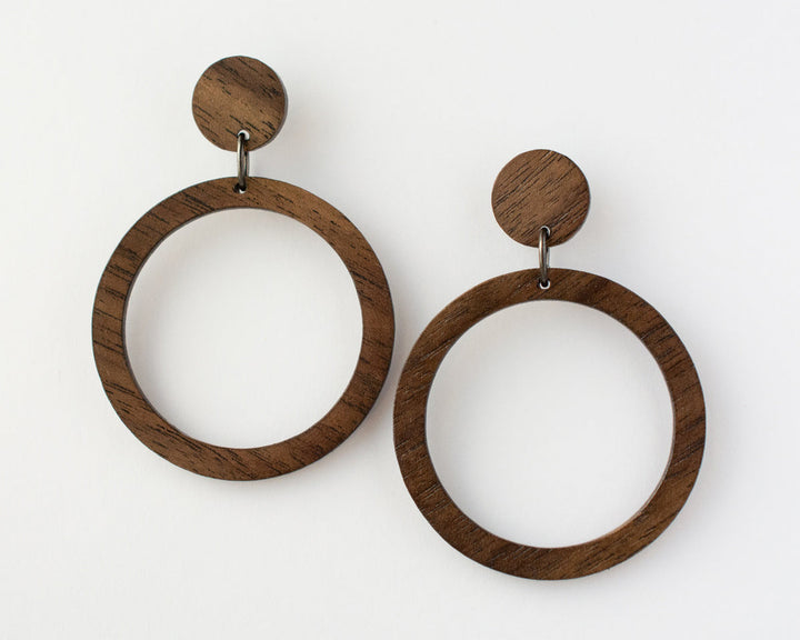 walnut hoop earrings