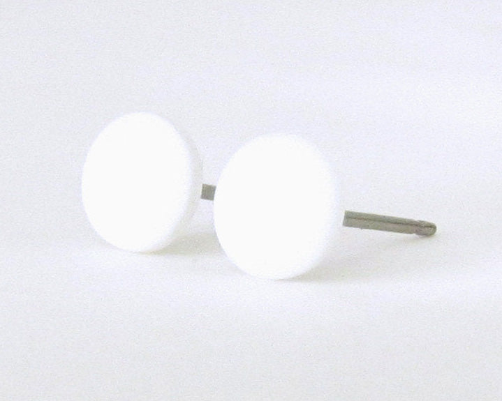 white stud earrings 45 degree angle