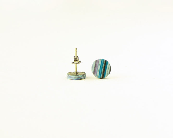 mint teal purple striped studs