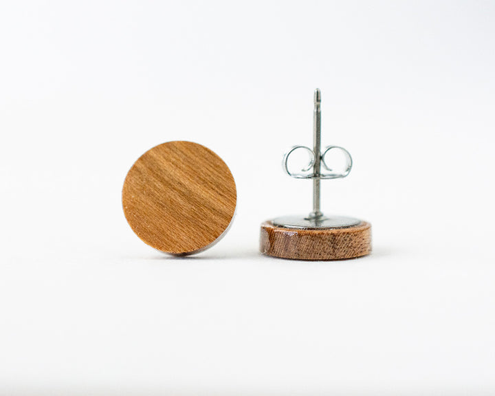 Cherry Wood Stud Earrings