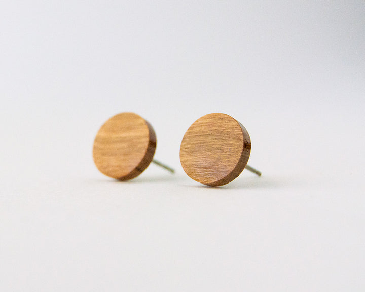 Cherry Wood Stud Earrings