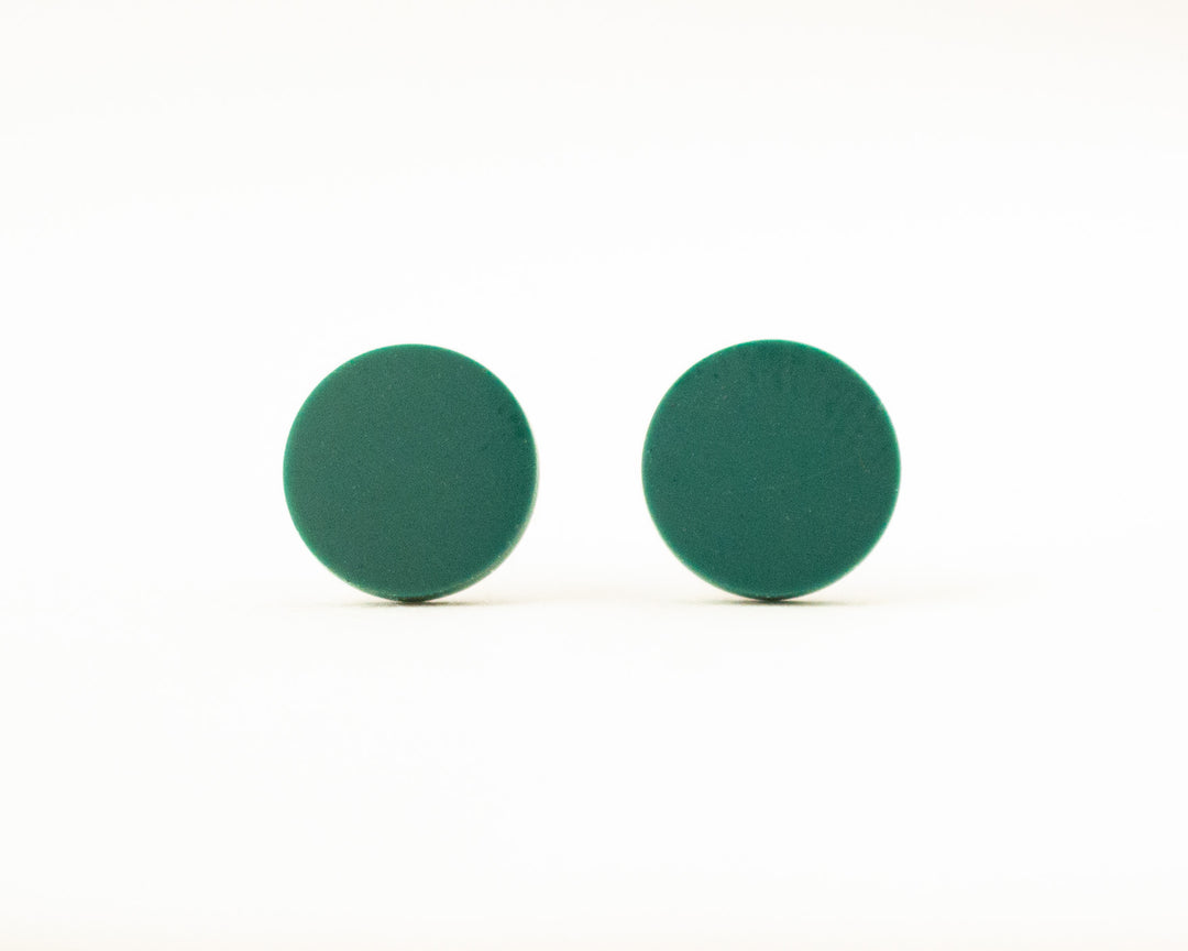 forest green stud earrings front