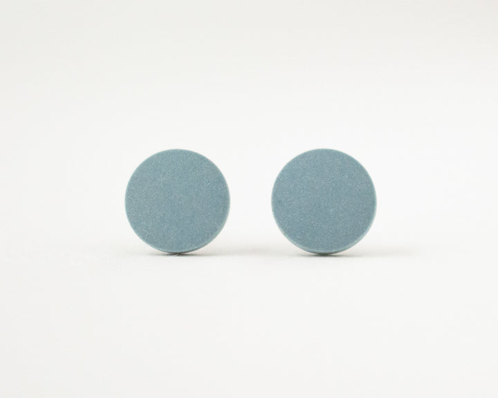 blue gray stud earrings front