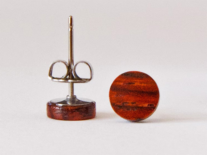 Dark Reddish-Orange Cocobolo Stud Earrings