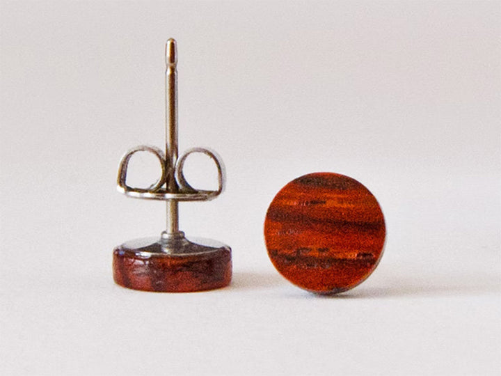 Dark Reddish-Orange Cocobolo Stud Earrings