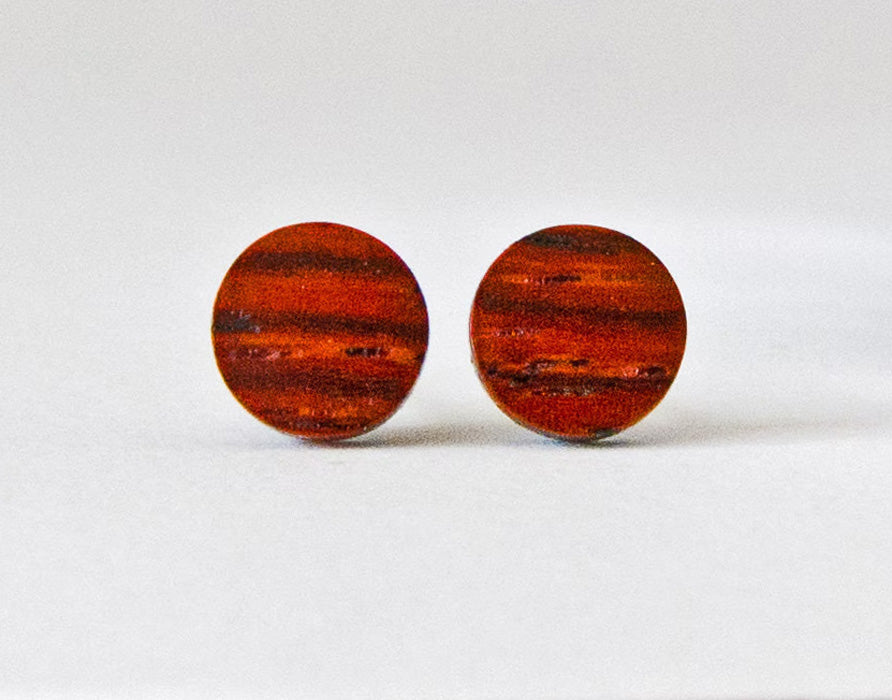 Dark Reddish-Orange Cocobolo Stud Earrings