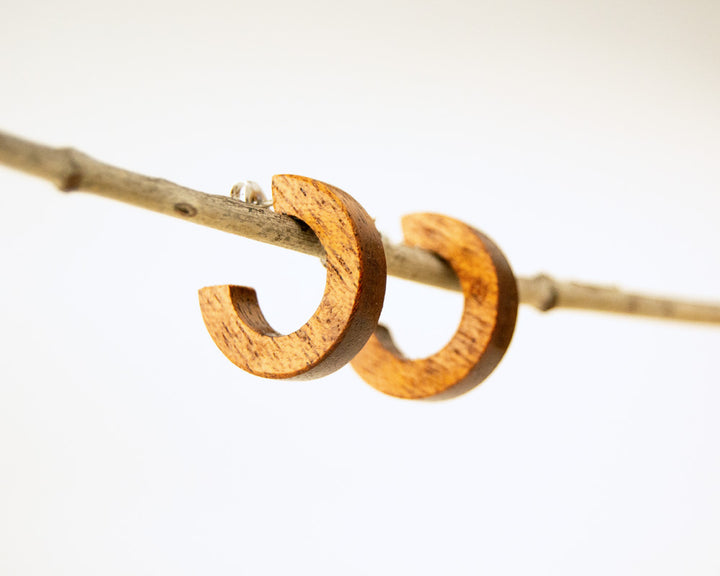 Small Chunky Mahogany Wood Hoops