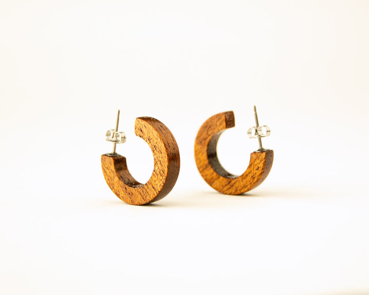 Small Chunky Mahogany Wood Hoops