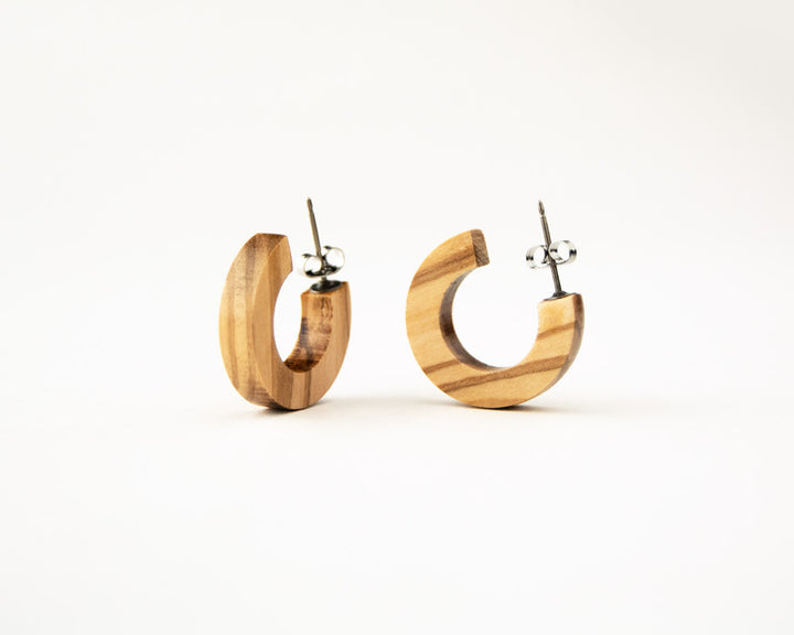 Small Chunky Olive Wood Hoops