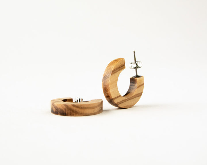 Small Chunky Olive Wood Hoops