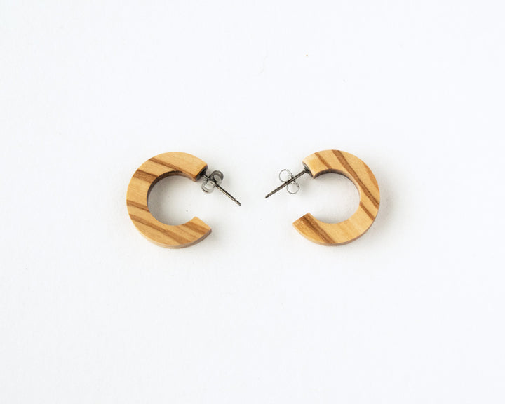 Small Chunky Olive Wood Hoops