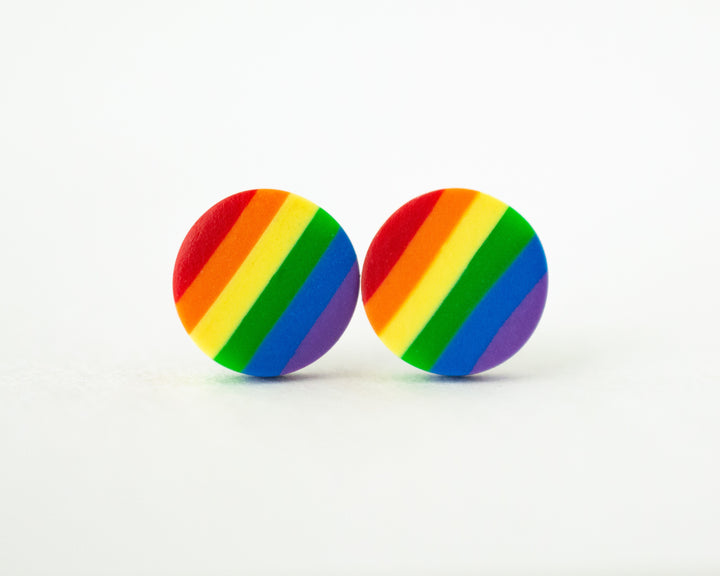 rainbow stripe stud earrings front