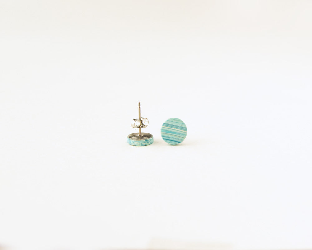 Teal Stripes Stud Earrings