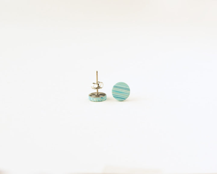 Teal Stripes Stud Earrings