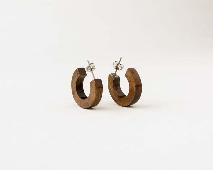 Small Chunky Walnut Wood Hoops