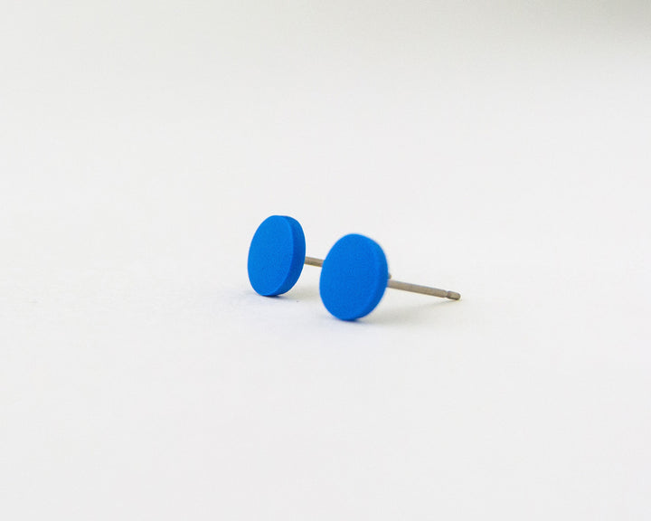 blue stud earrings 45 degree angle