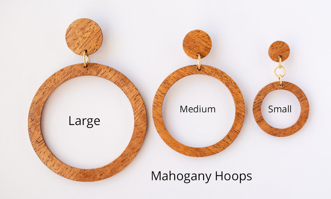 3 sizes of mahogany wood hoops