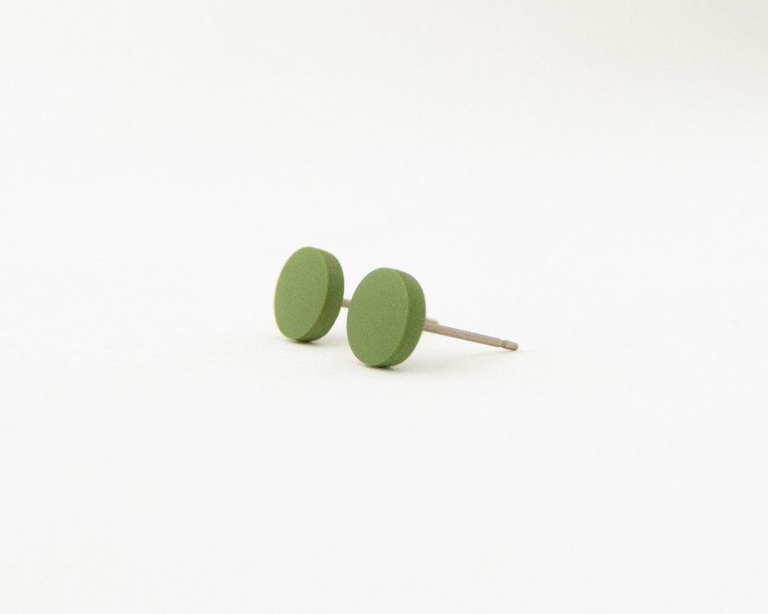 olive green stud earrings 45 degree angle