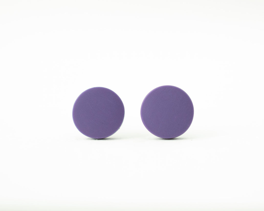purple stud earrings front