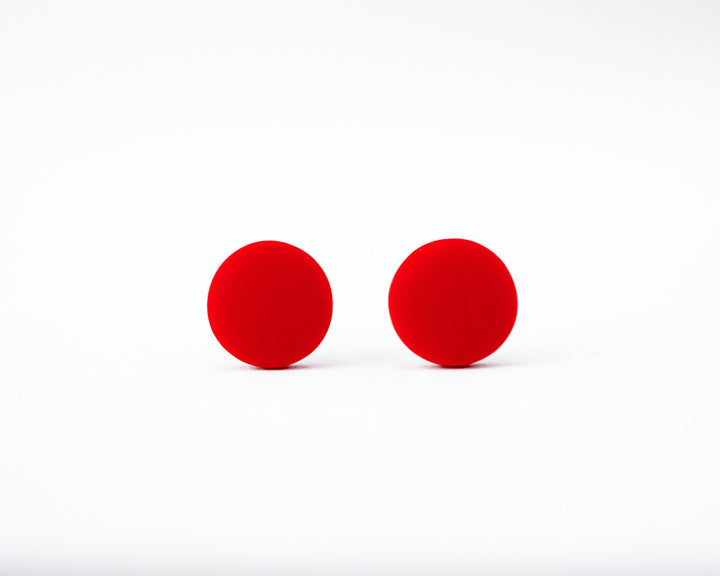red stud earrings front