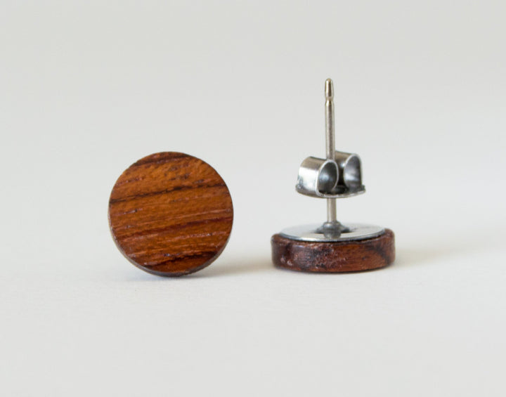 bubinga wood studs back view with butterfly back