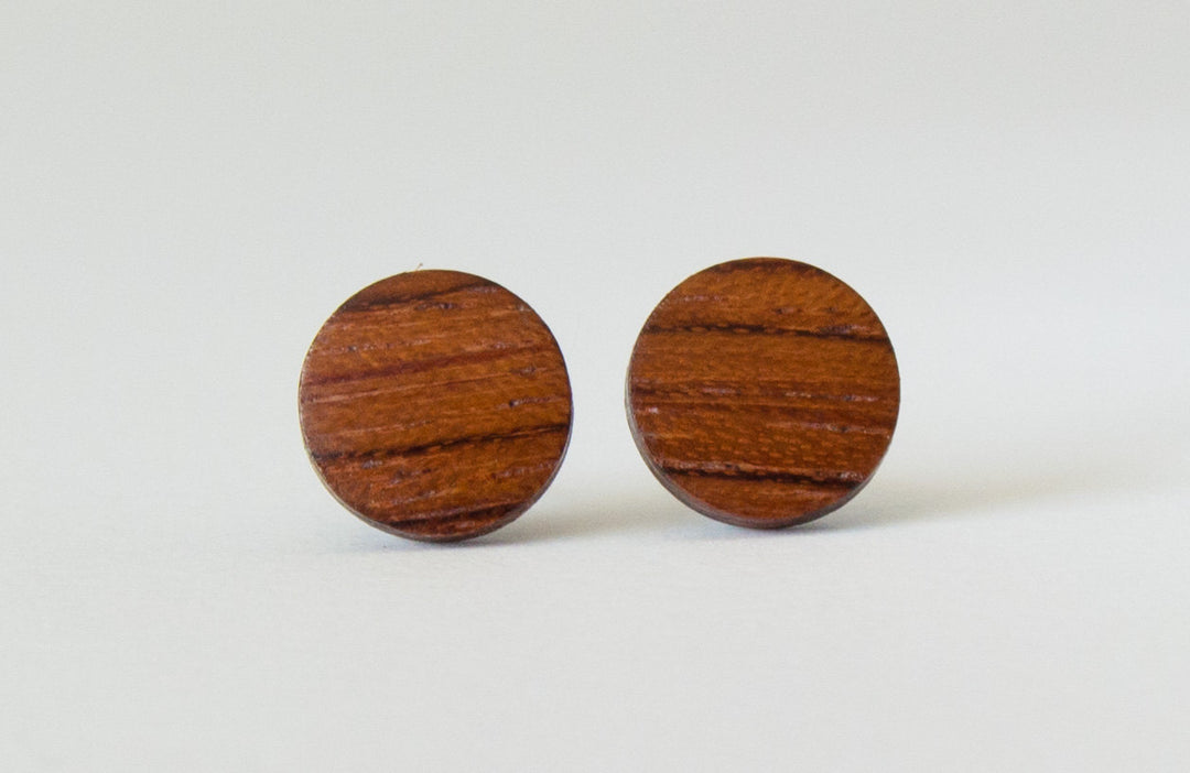 bubinga wood stud earrings front
